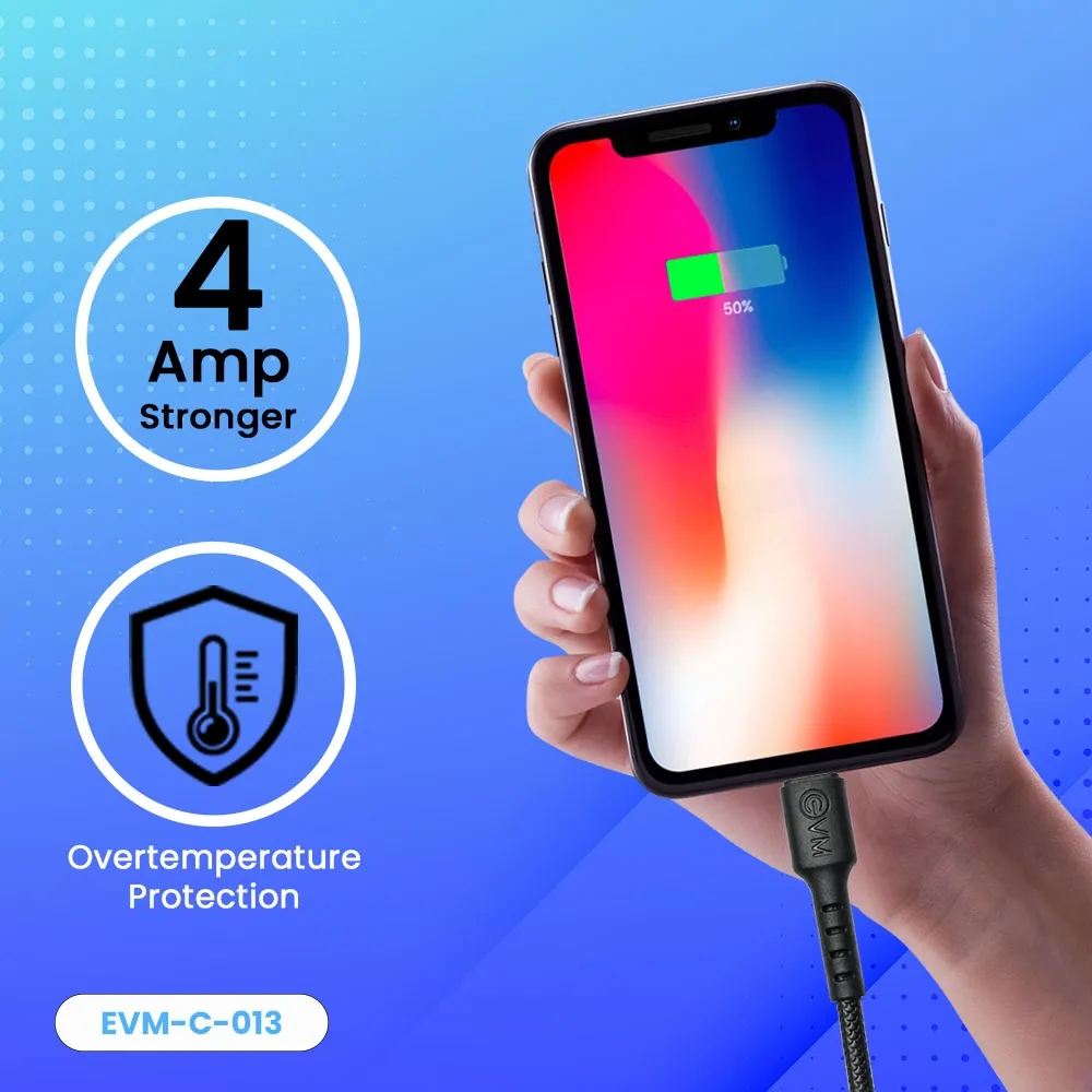 EVM USB To Iphone Lightning Charger & Sync Cable EVM-C-013-B view 4
